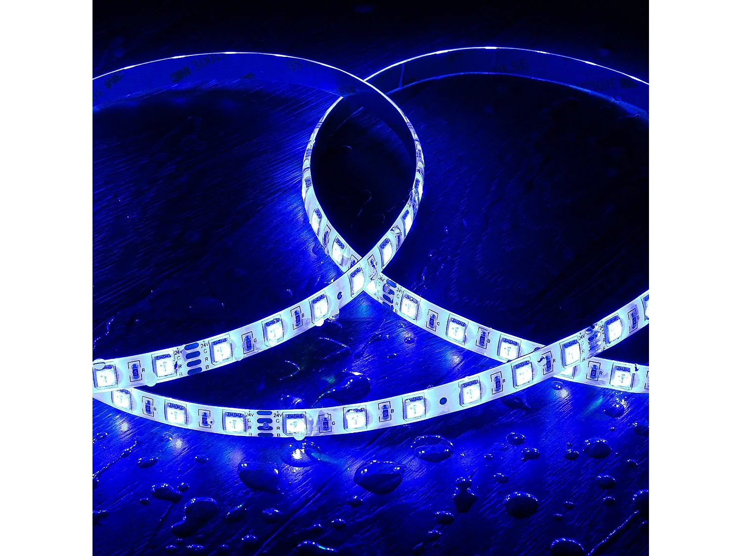 Ruban LED 24V RGB SMD 60 LED/m 5m 9W/m Largeur 10 mm Coupe 10 cm IP65 RGB