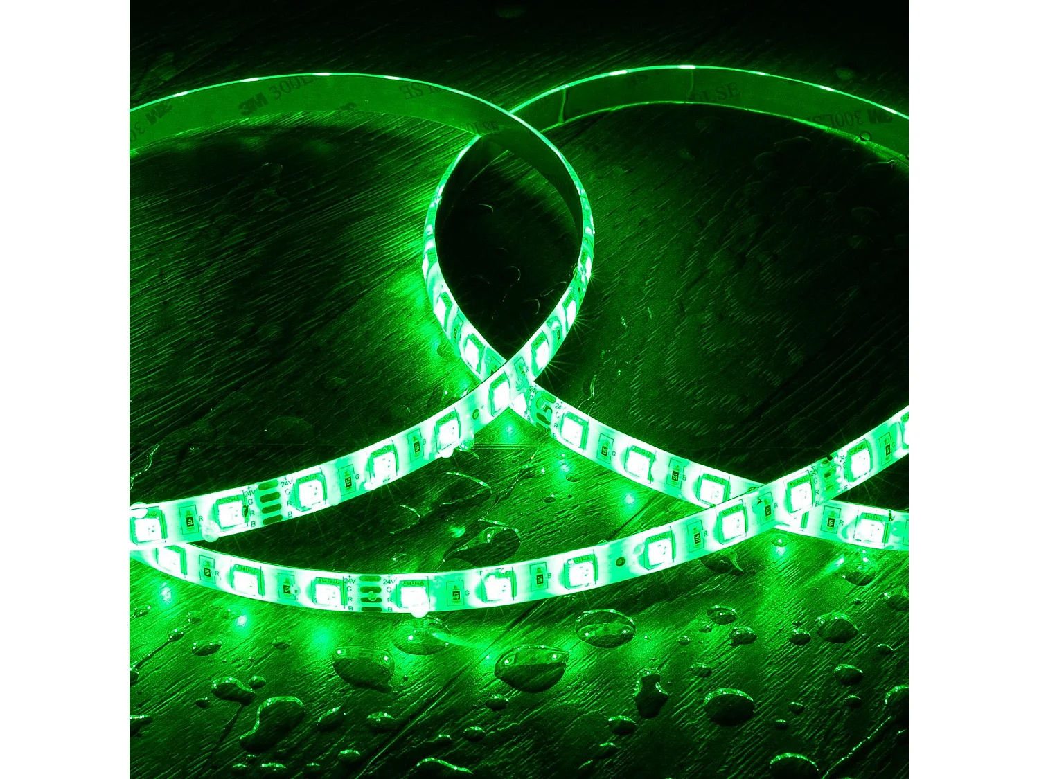 Ruban LED 24V RGB SMD 60 LED/m 5m 9W/m Largeur 10 mm Coupe 10 cm IP65 RGB