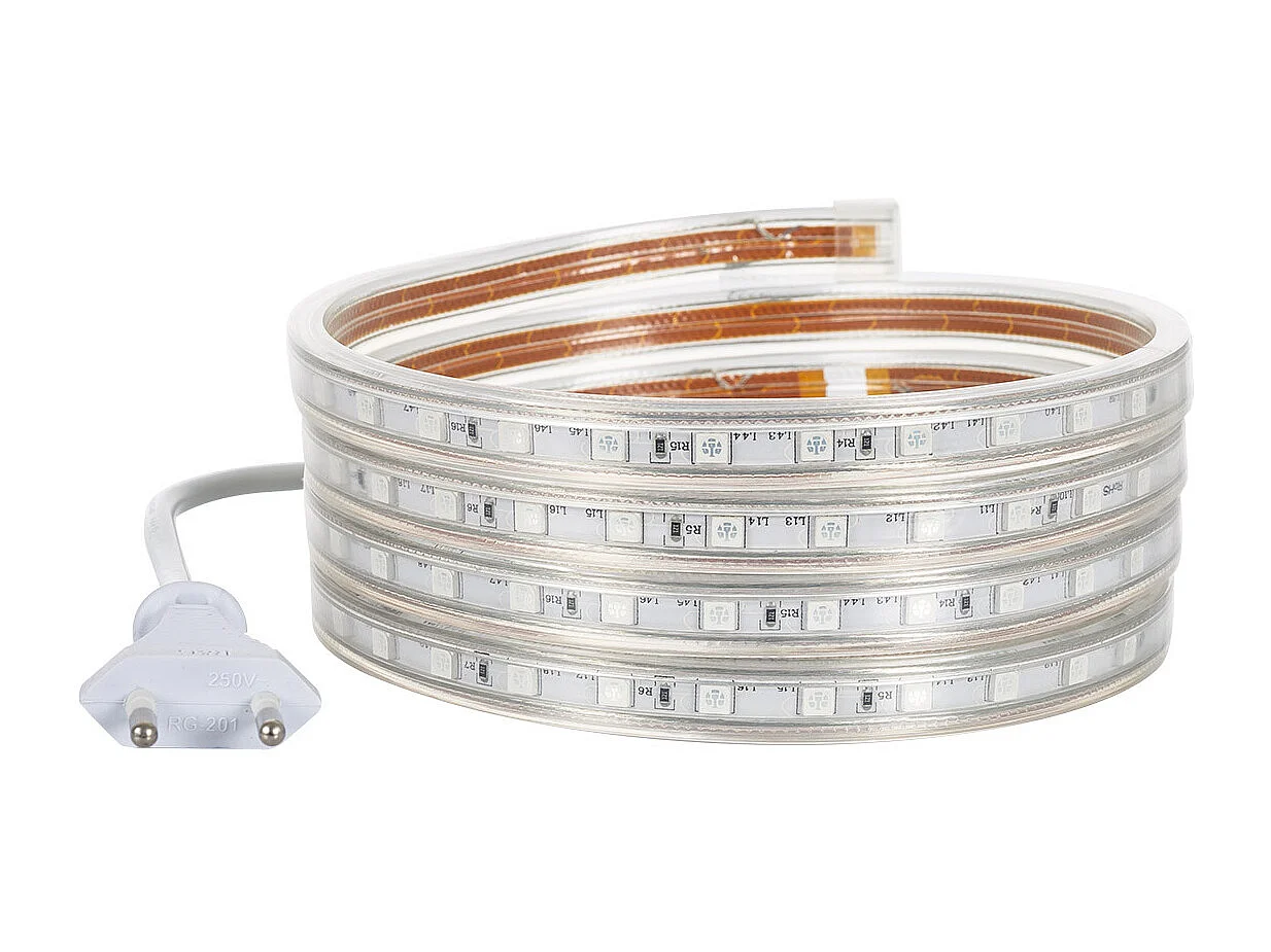 Ruban LED RGB 220V SMD 60 LED/m 10W/m Largeur 16mm Coupe 100cm IP65 Contrôle WiFi 5 m