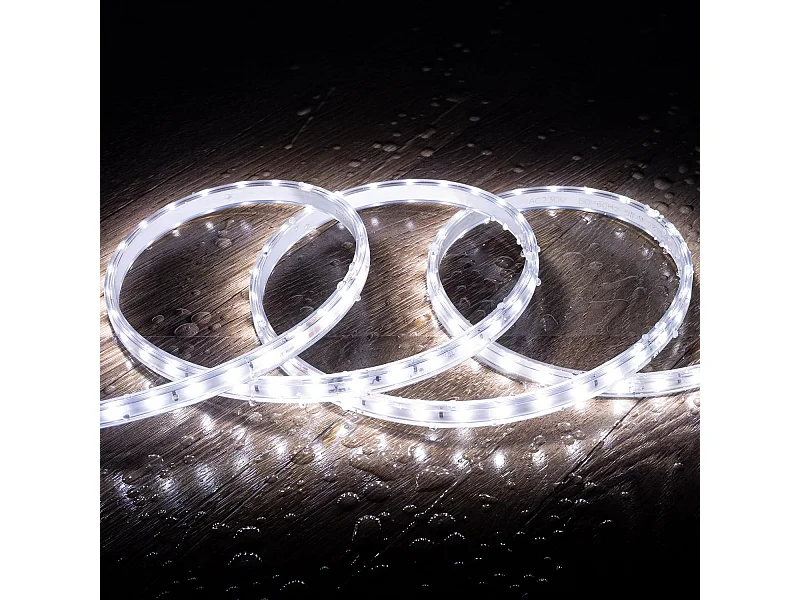 Tira LED Regulable 220V SMD 60 LED/m Blanco Frío 6W/m 600lm/m Ancho 12mm Corte 20cm IP65 a Medida 10 m