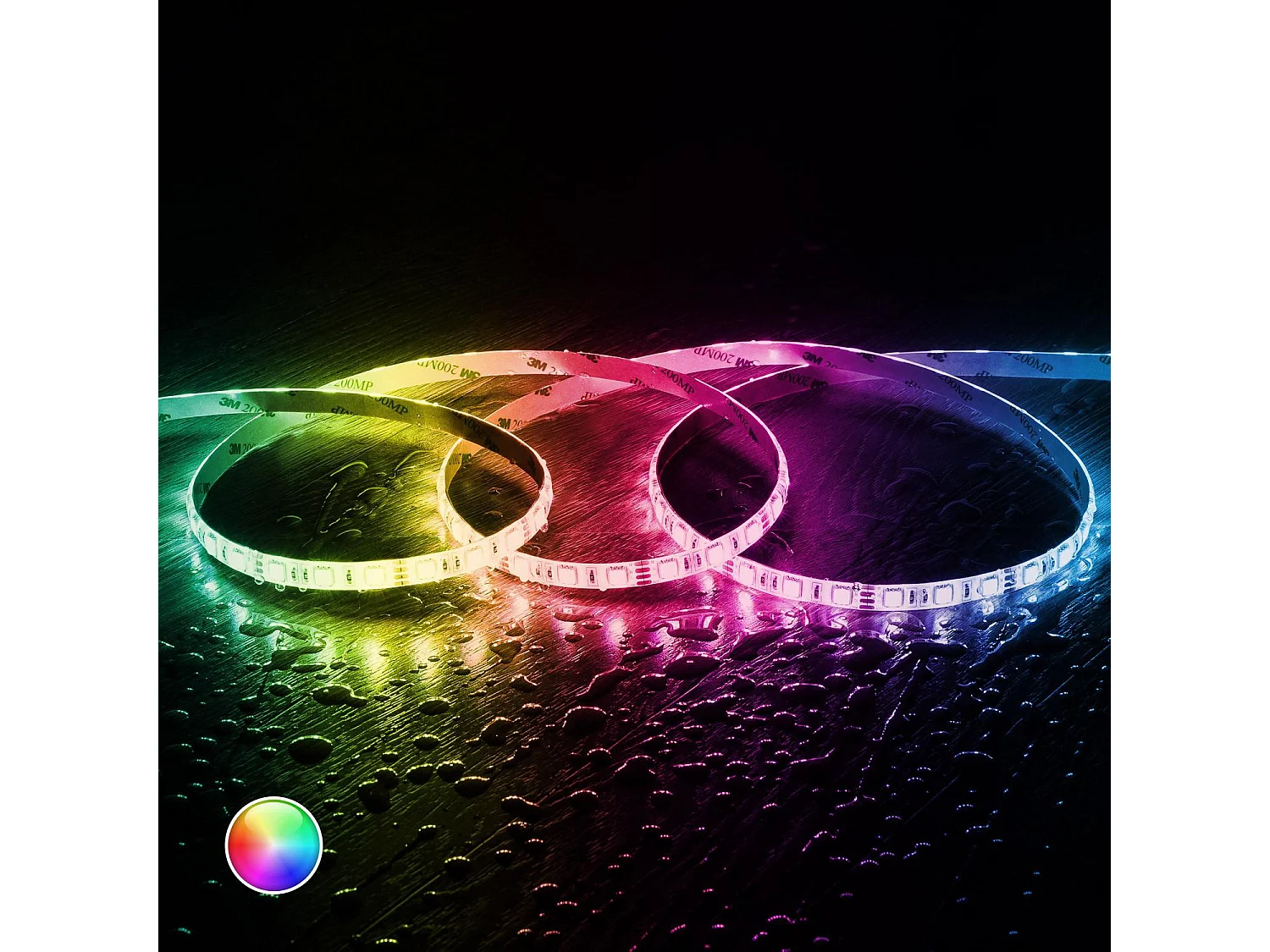 Ruban LED 12V RGB SMD 60 LED/m 5m 10W/m Largeur 12mm Coupe 5cm IP68 SILICONE FLEX RGB