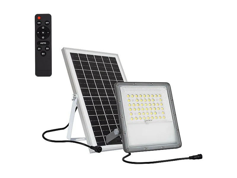 Projecteur LED Solaire 10W 100lm/W IP65 avec Télécommande  4000K Blanc neutre