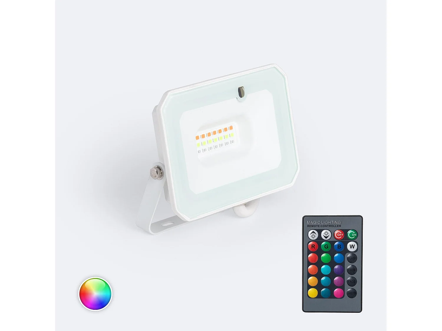 Foco Proyector LED 20W RGBW con Mando IR IP65 Blanco RGBW