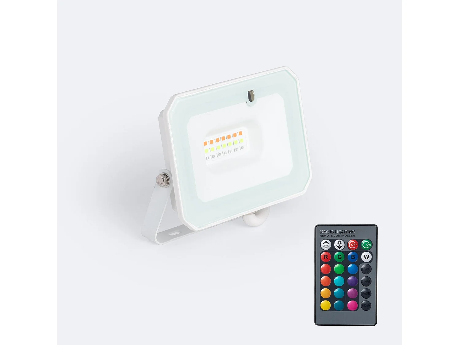 Foco Proyector LED 20W RGBW con Mando IR IP65 Blanco RGBW