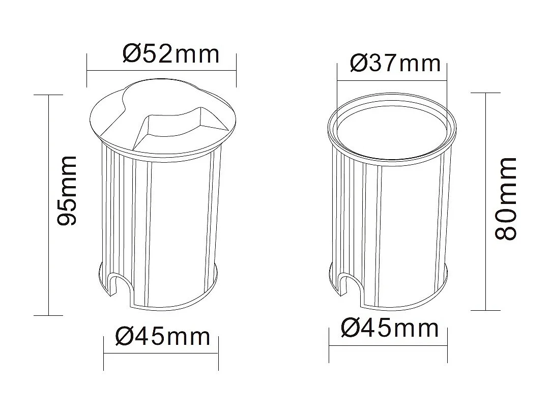 Balise Extérieure LED 1W Encastrable au Sol Letso 1L Grise 2700K Blanc chaud
