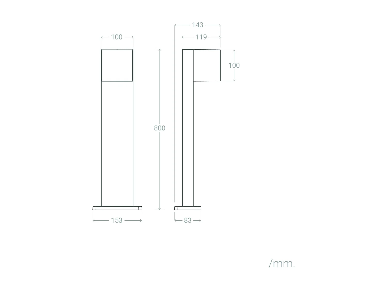 Balise LED Extérieure 10W Aluminium en Saillie sur Pied 80cm Iridix Rouille