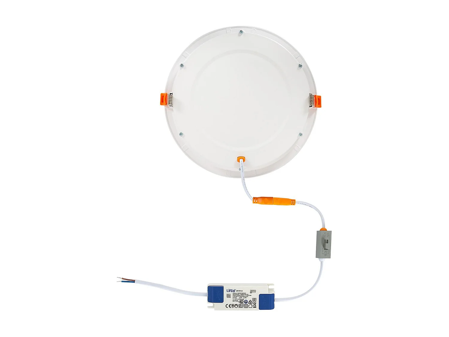 Dalle LED 20W Ronde CCT Sélectionnable Microprismatique  Coupe Ø 205 mm No Flicker (2700K - 4000K - 6000K) Sélectionnable (chaud-neutre-froid)