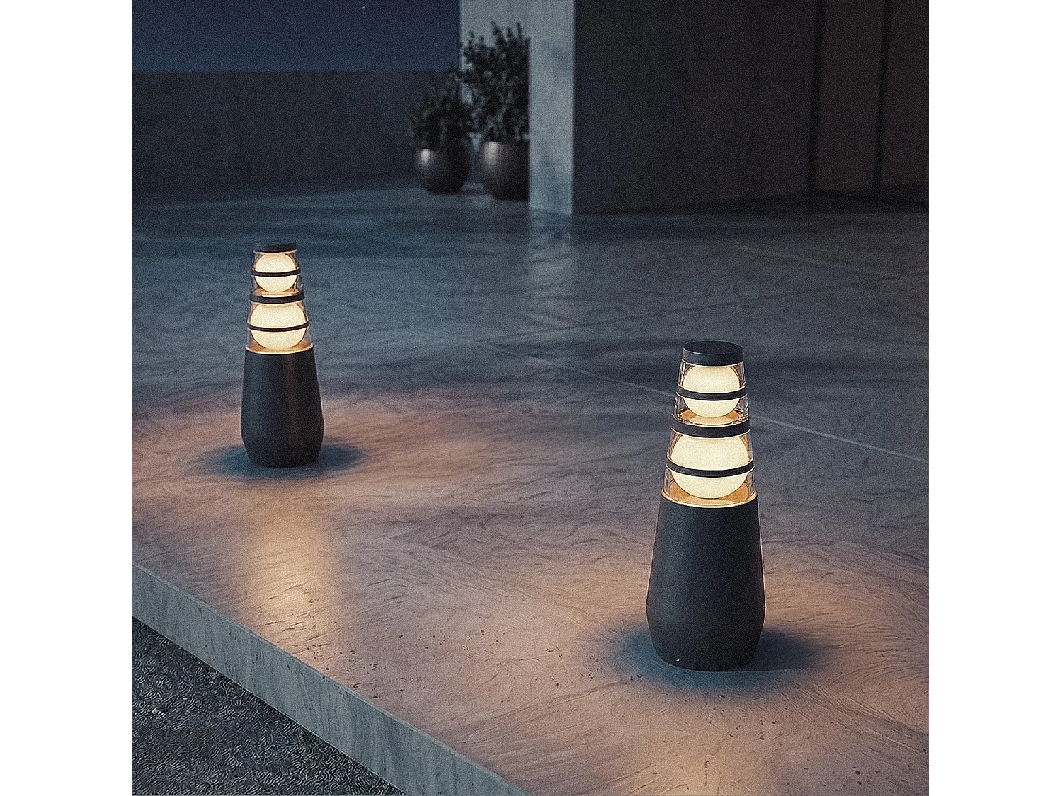 Balise Extérieure LED 8W sur Pied 38cm en Saillie Double-Dareh Gris foncé