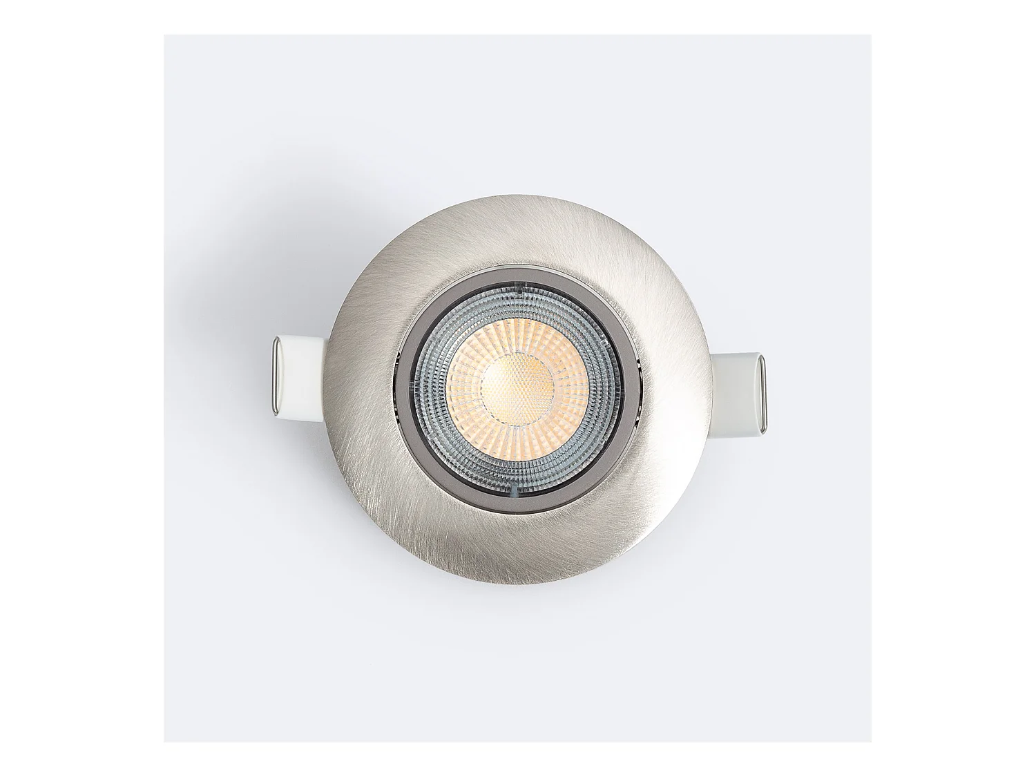 Spot Downlight LED 5W Orientable Rond Coupe Ø 68 mm Nickel Brossé  3000K Blanc chaud