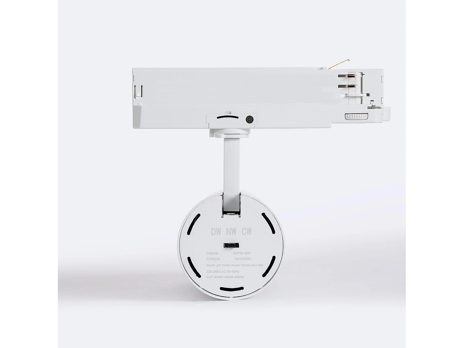 Spot LED sur Rail Triphasé 40W Carlo CCT Sélectionnable Blanc 4000K - 5000K - 6000K Sélectionnable