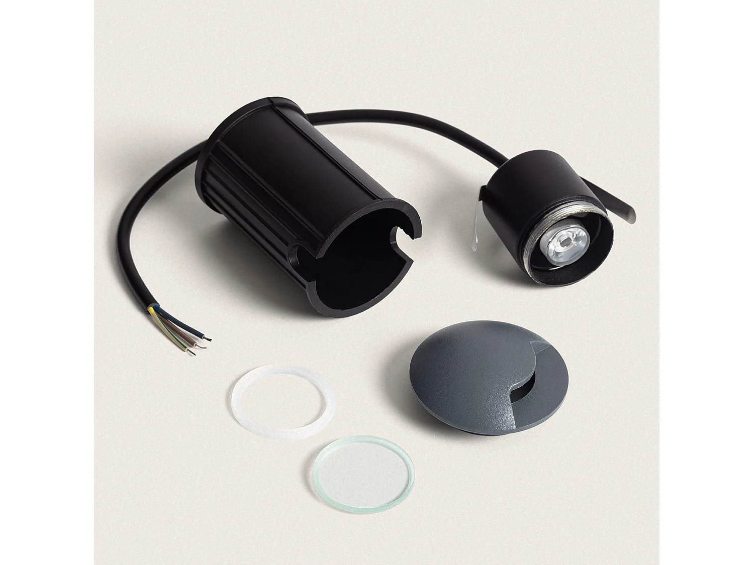 Balise Extérieure LED 3W Encastrable au Sol Letso 1L Grise 2700K Blanc chaud