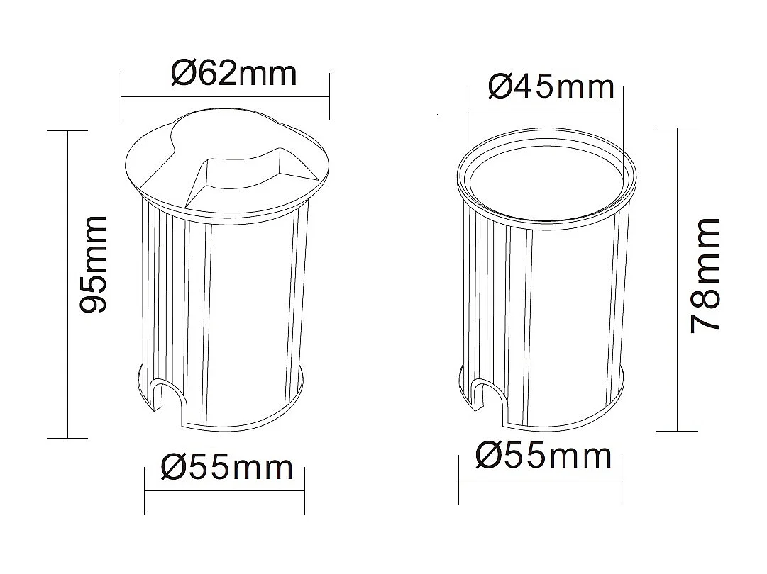 Balise Extérieure LED 3W Encastrable au Sol Letso 1L Grise 2700K Blanc chaud