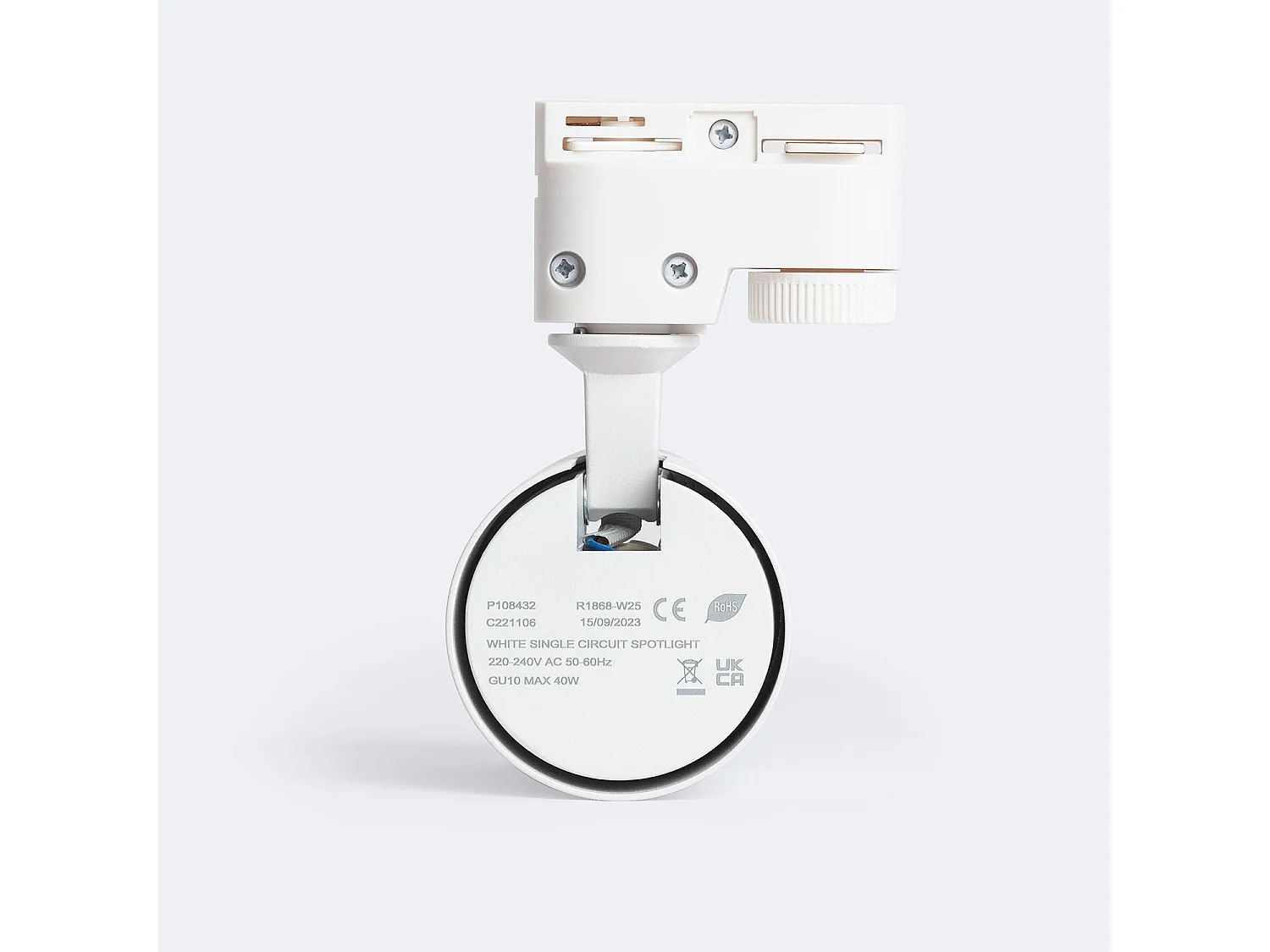 Spot à Douille sur Rail Monophasé Riuk pour Ampoule GU10 Blanc