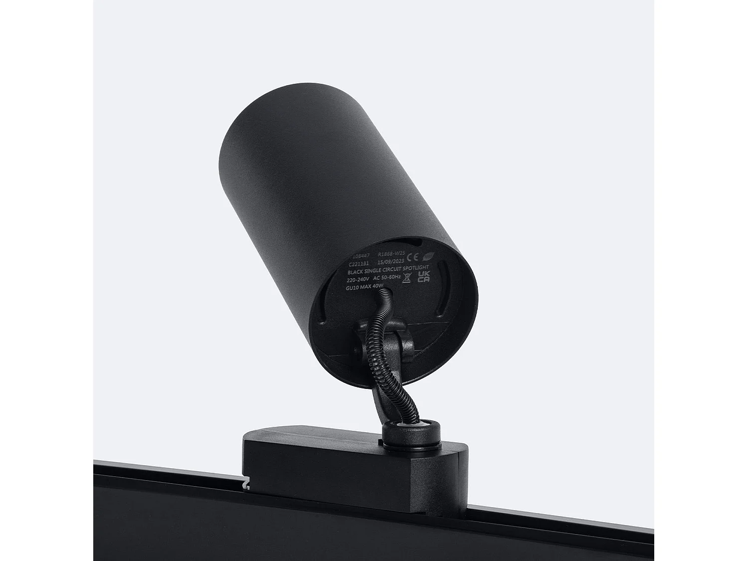 Spot à Douille sur Rail Monophasé Runn pour Ampoule GU10 Noir