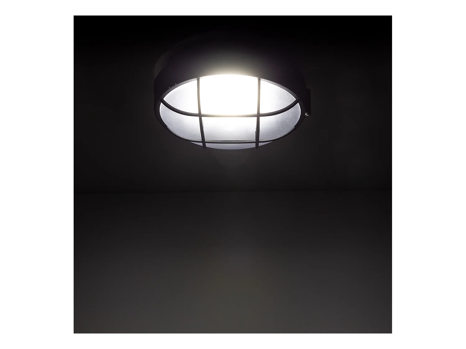 Plafonnier Extérieur Rond  à Grille Hublot Ø220 mm Noir