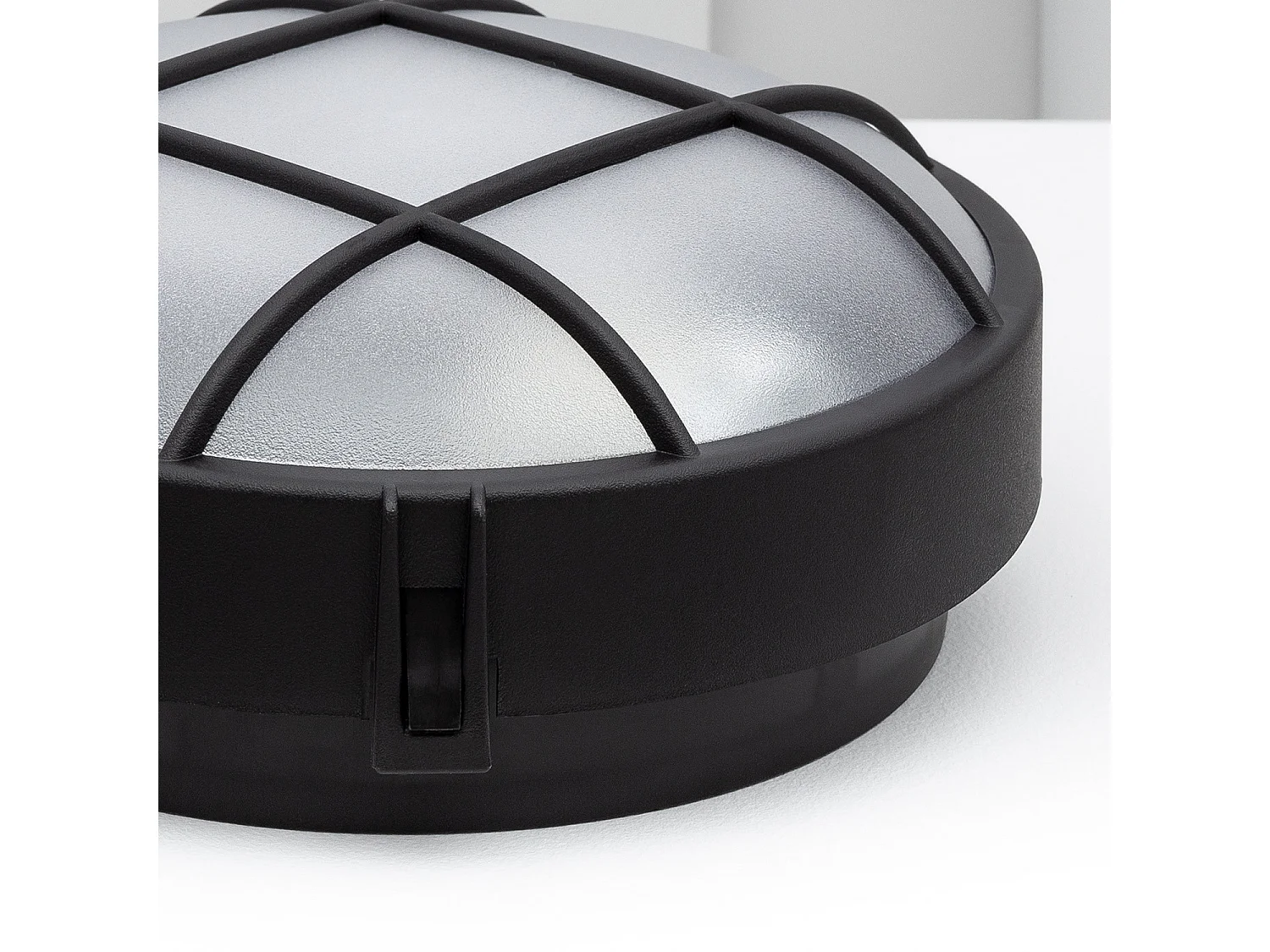 Plafonnier Extérieur Rond  à Grille Hublot Ø220 mm Noir