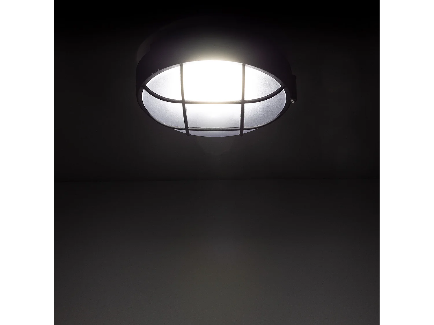 Plafonnier Extérieur Rond  à Grille  Ø220 mm Noir