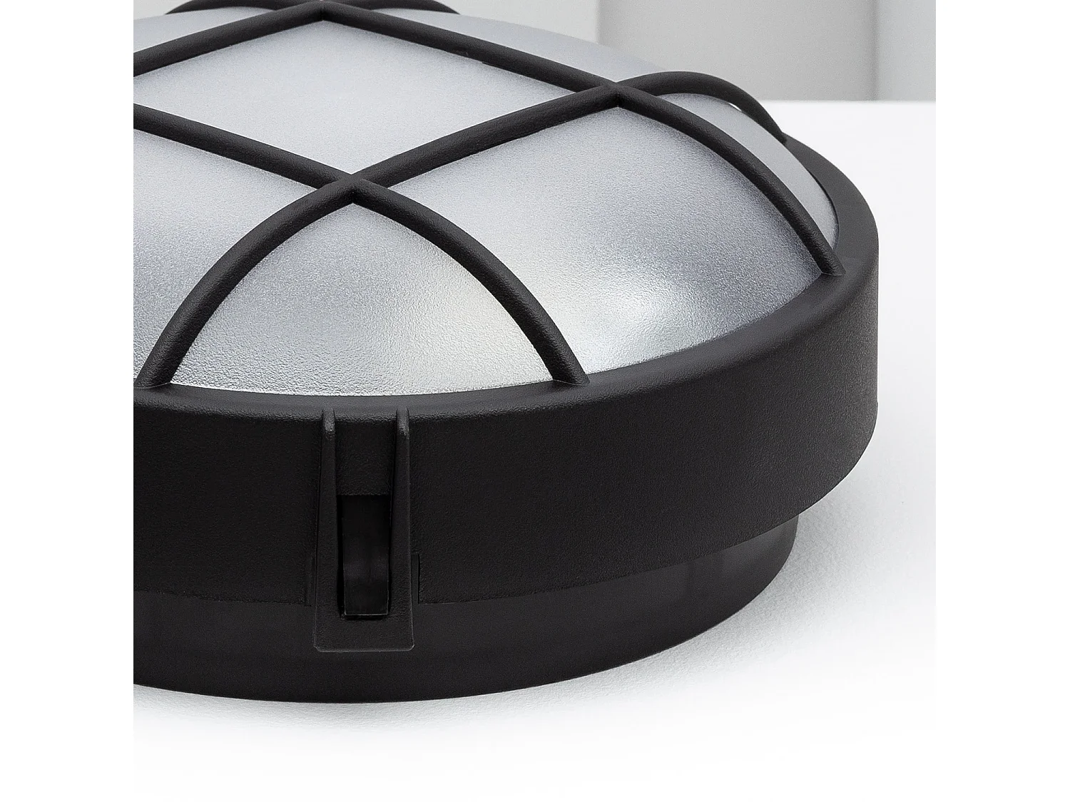 Plafón Circular para Exterior Ø220 mm Rejilla Negro