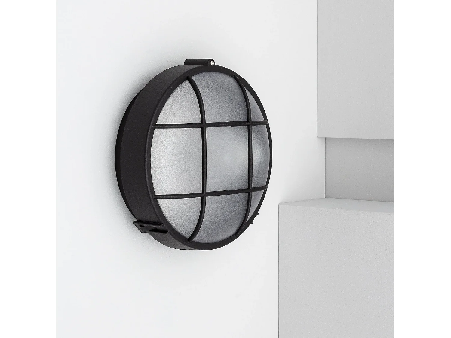 Plafón Circular para Exterior Ø220 mm Rejilla Negro
