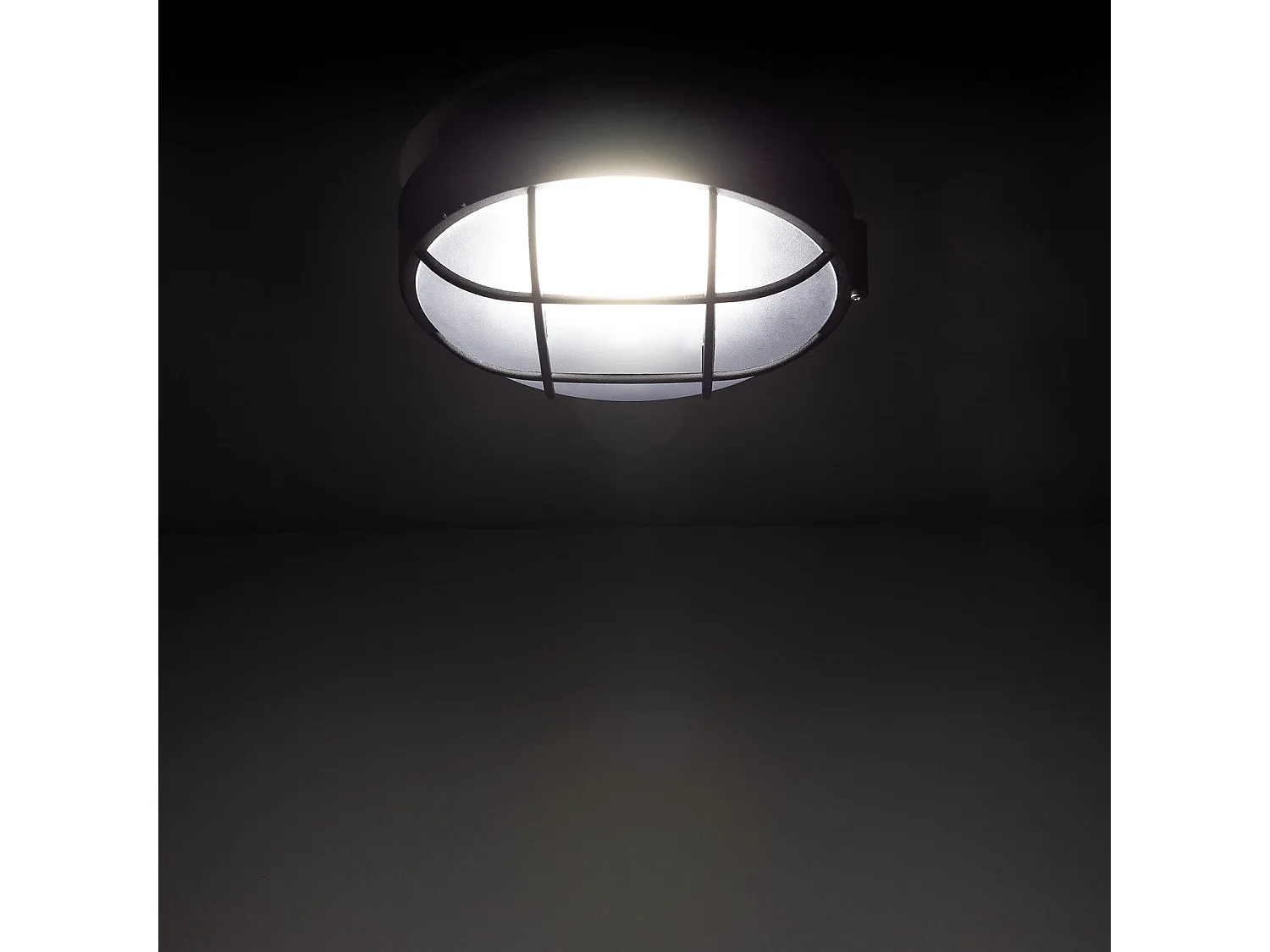 Plafón Circular para Exterior Ø220 mm Rejilla Negro