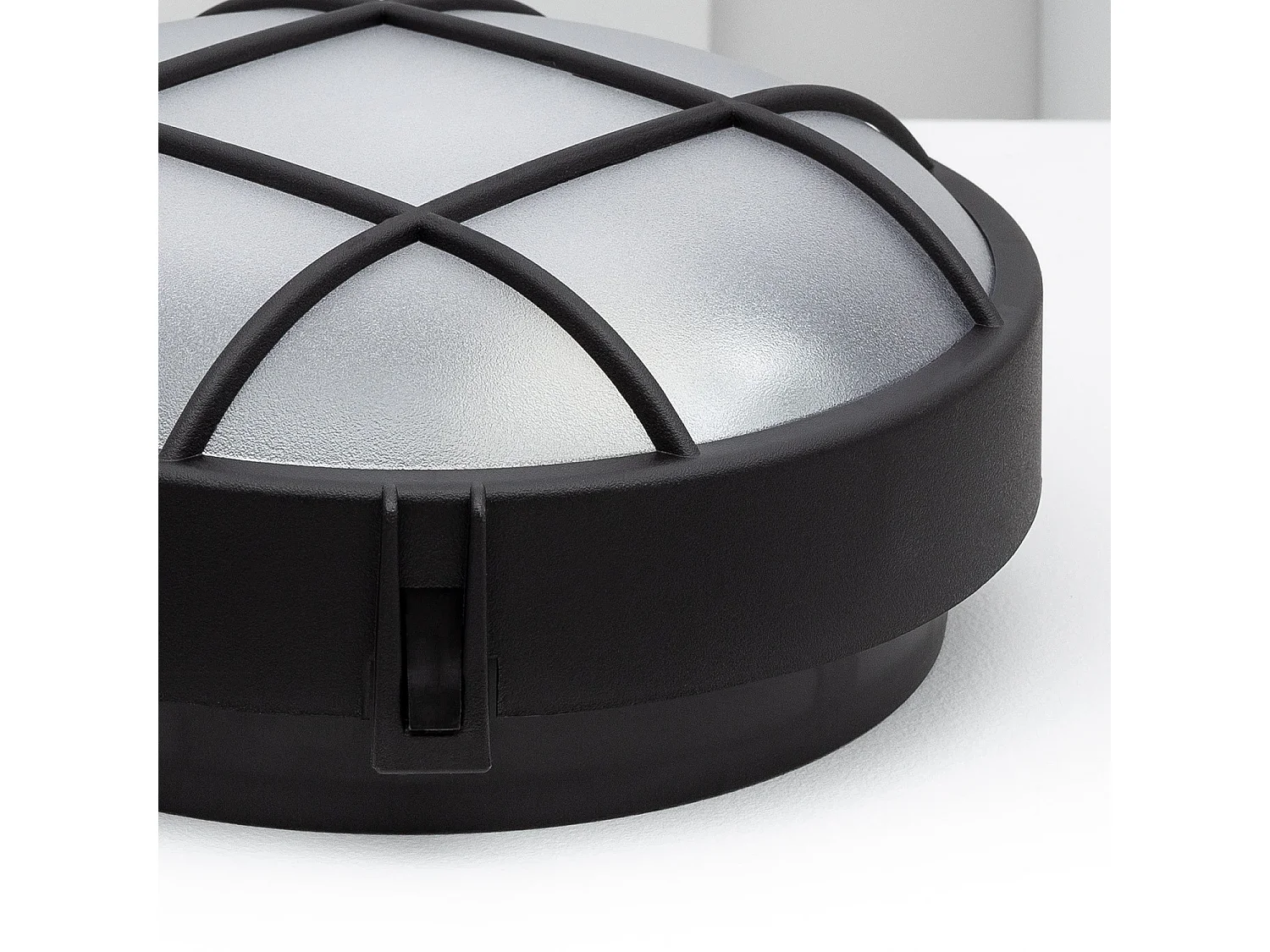 Plafón Circular para Exterior Ø220 mm Rejilla Negro