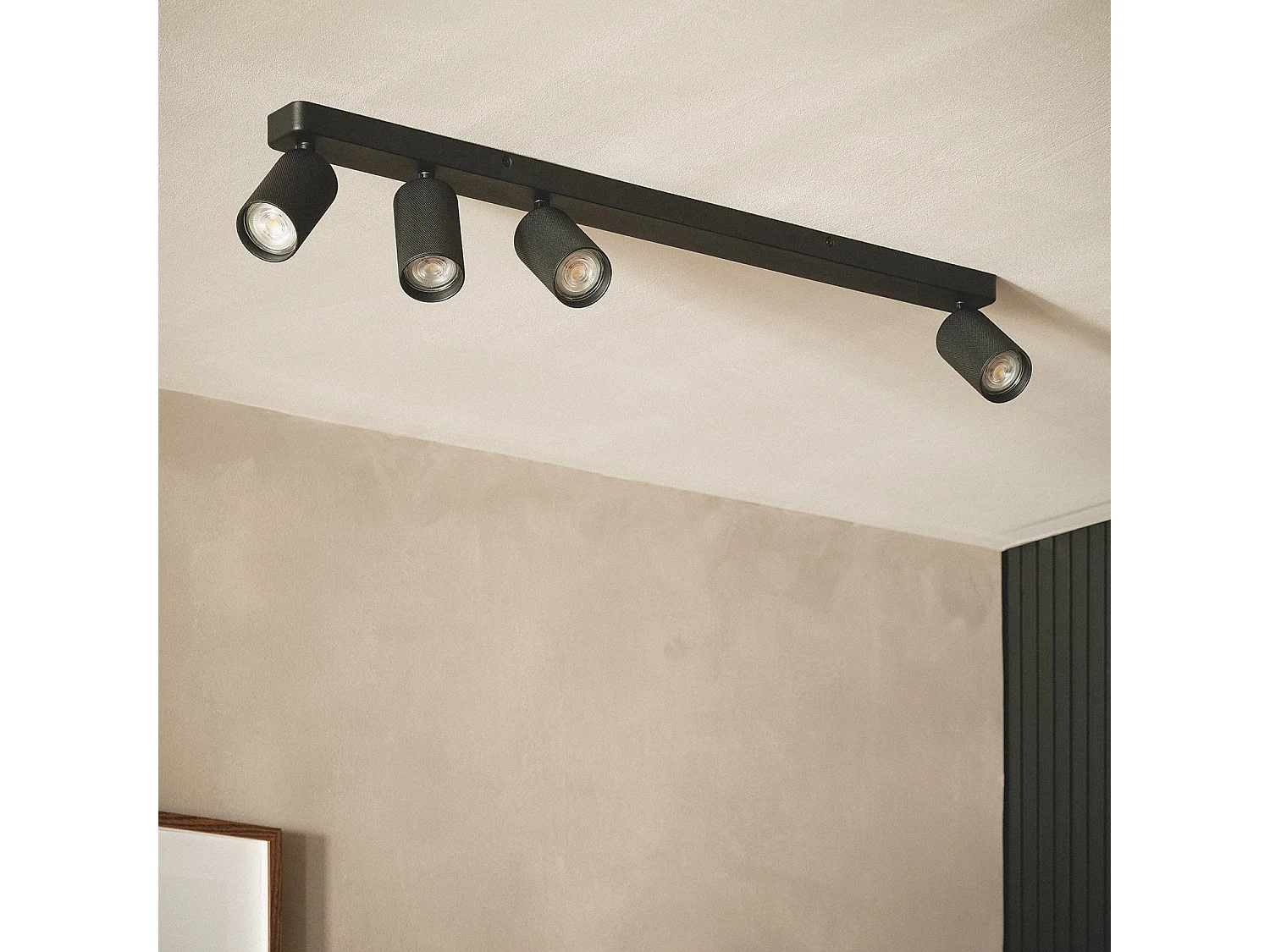 Plafonnier Aluminium Breixo 4 Spots Noir