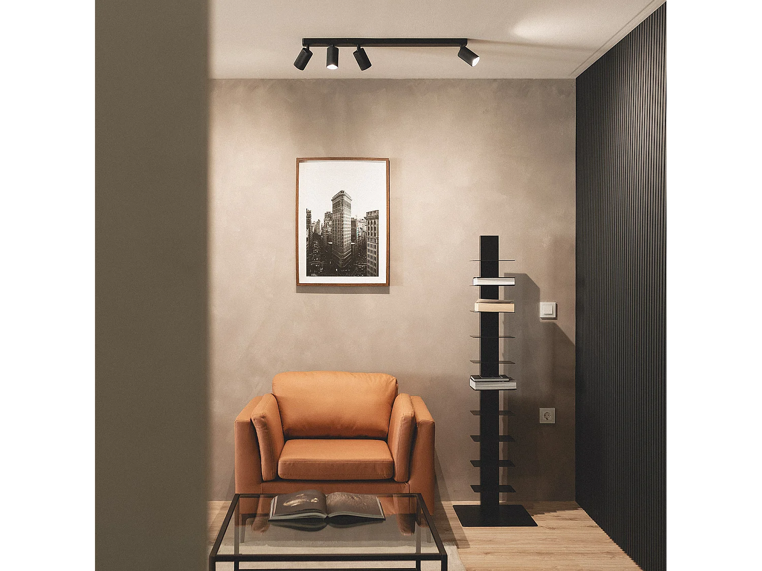 Lampada da Soffitto Alluminio Breixo 4 Faretti  Nero