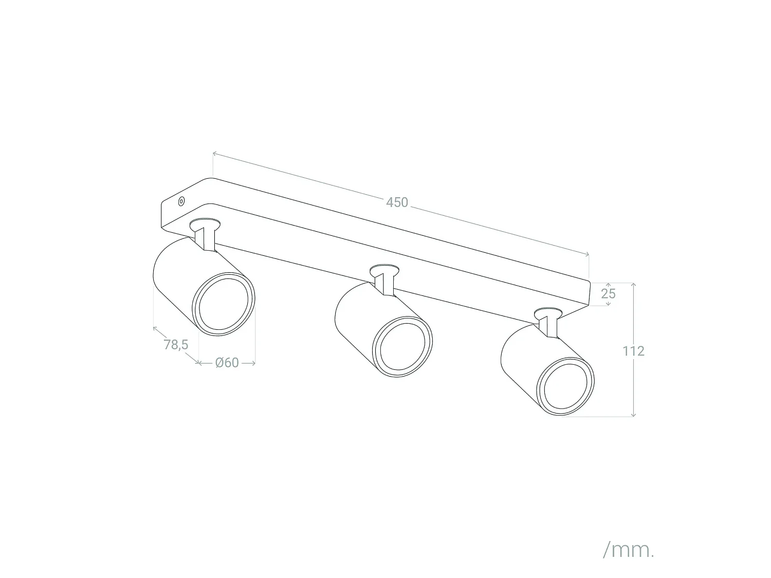 Lámpara de Techo Orientable Aluminio Cora 3 Focos Blanco Blanco