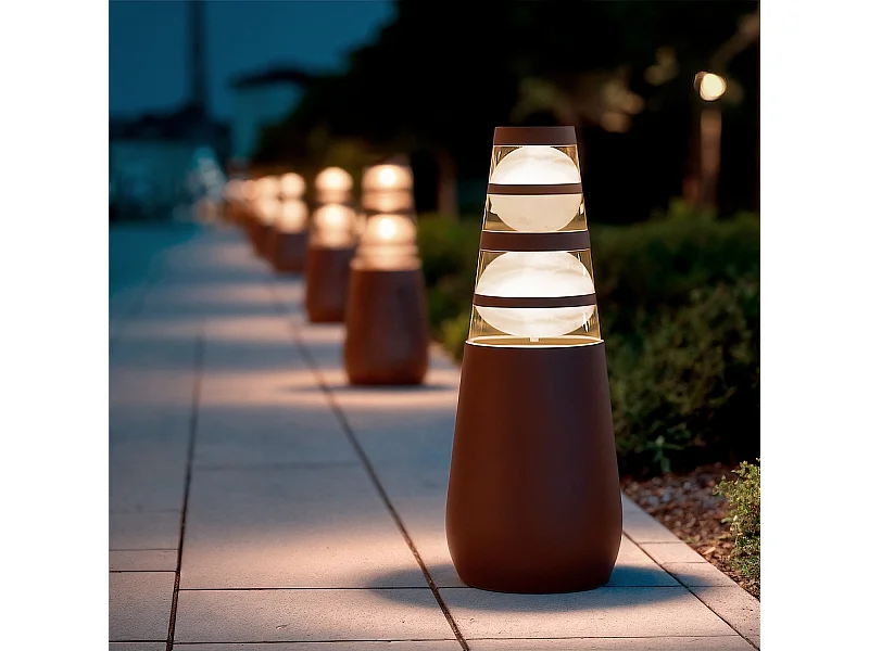 Lampioncino per Esterni LED 8W Superficie 38cm Doppio Dareh Marrone Scuro