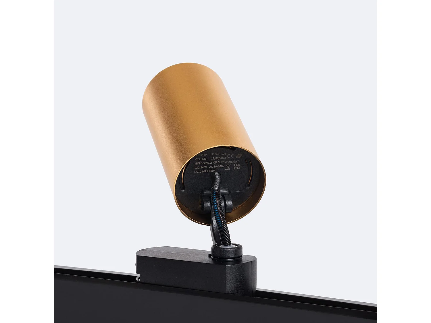 Spot à Douille sur Rail Monophasé Lux pour Ampoule GU10 Or