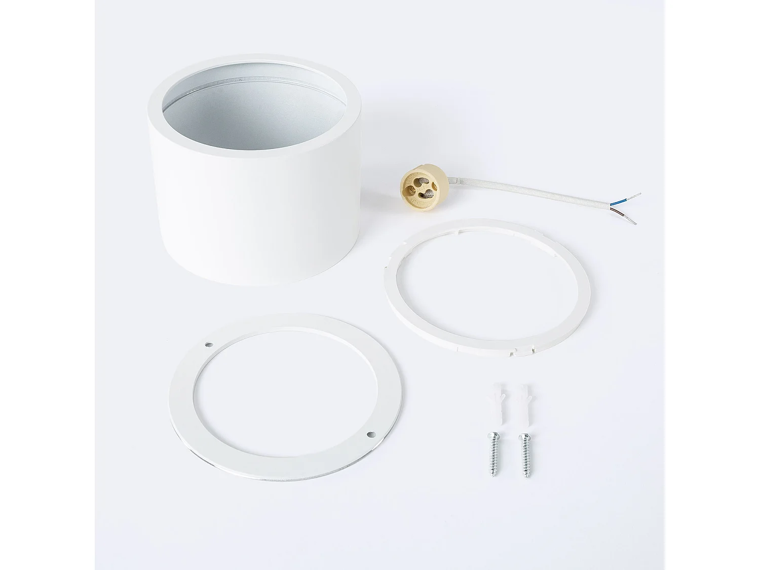 Portafaretto Downlight da Superficie Circolare per Lampadina LED GU10 AR111 Bianco