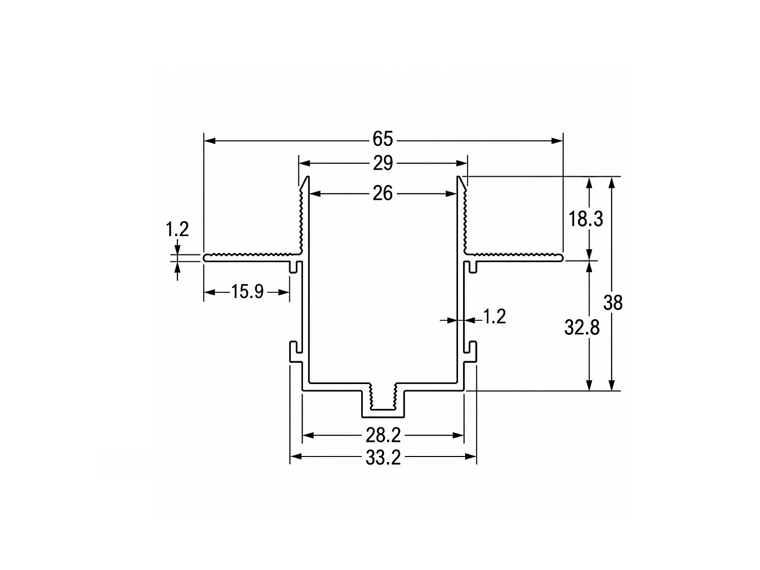 Profilé Encastré pour Rail Magnétique SuperSlim 25mm En Saillie 48V 1m Noir
