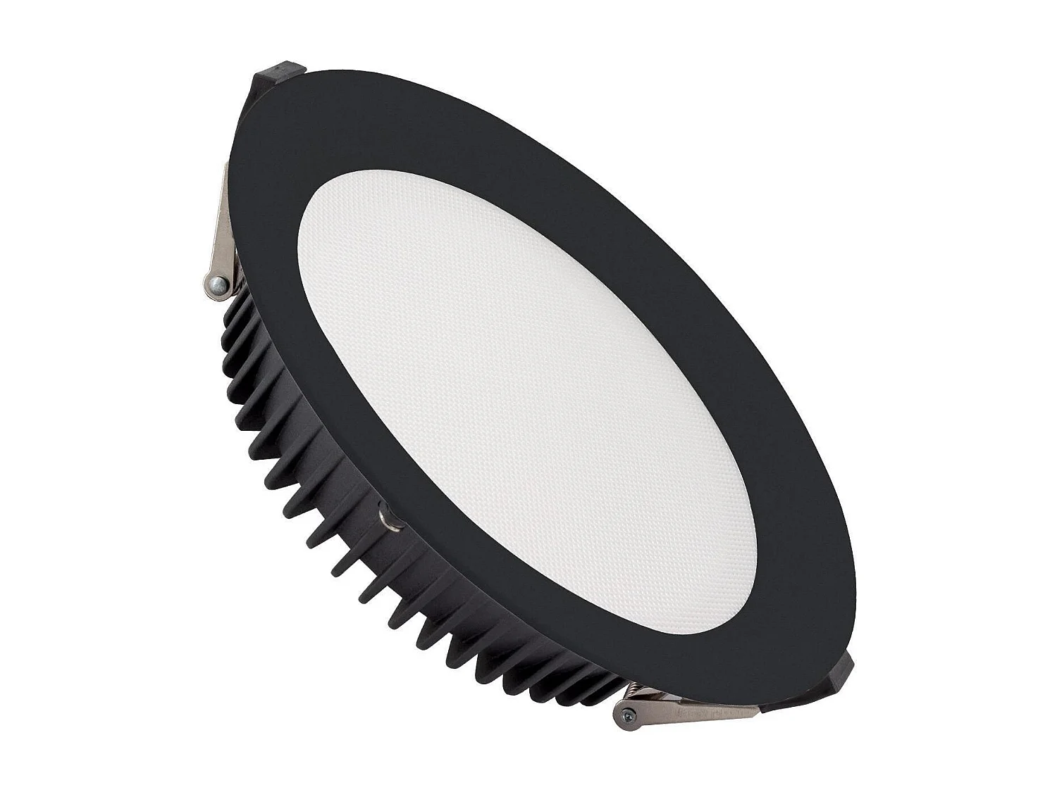Downlight LED 30W Rond  Aero 130 lm/W Microprismatique  Coupe Ø 200 mm Noir 4000K Blanc neutre