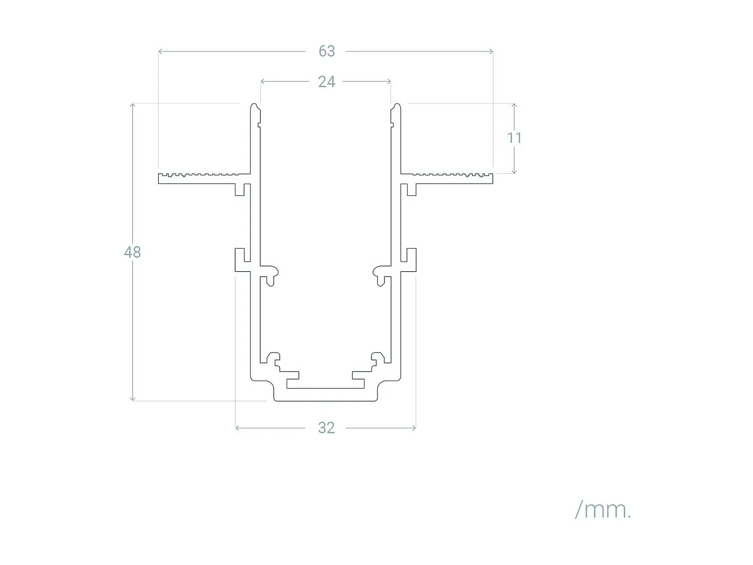 Rail Magnétique 20mm Encastrée 48V 1m Noir