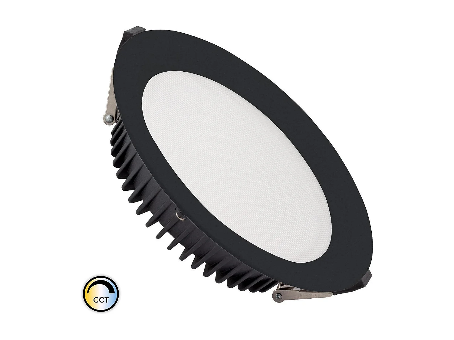 Downlight LED 30W Rond  AERO CCT Sélectionnable 130 lm/W Microprismatique  Coupe Ø 200 mm Noir Sélectionnable (chaud-neutre-froid)