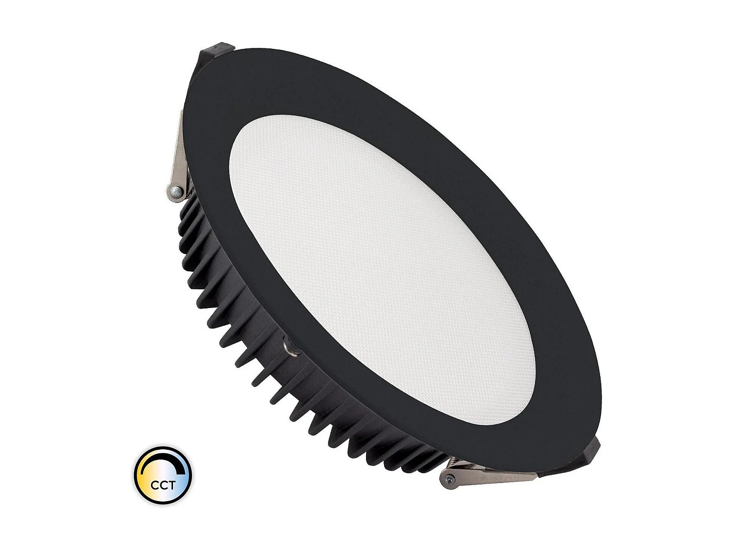 Downlight LED 30W Circular AERO 130 lm/W Microprismático CCT Seleccionable Corte Ø 200 mm Negro Seleccionable (Cálido-Neutro-Frío)