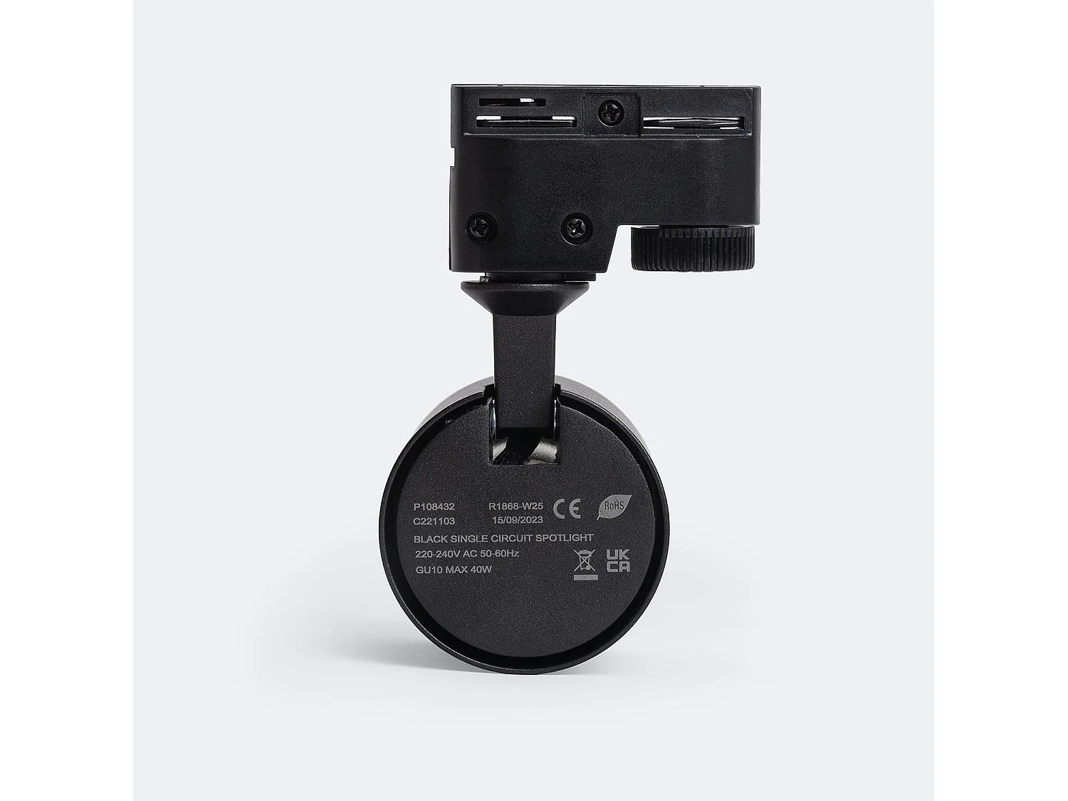 Spot à Douille sur Rail Monophasé Riuk pour Ampoule GU10 Noir