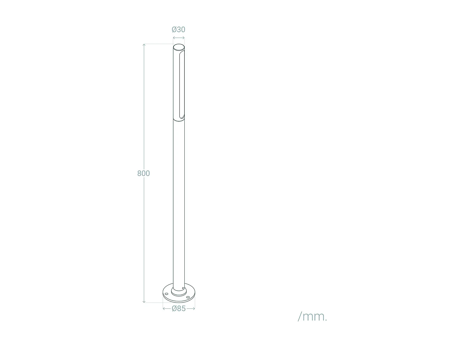 Balise Extérieure LED 9W sur Pied 80cm en Saillie Aidan  Anthracite