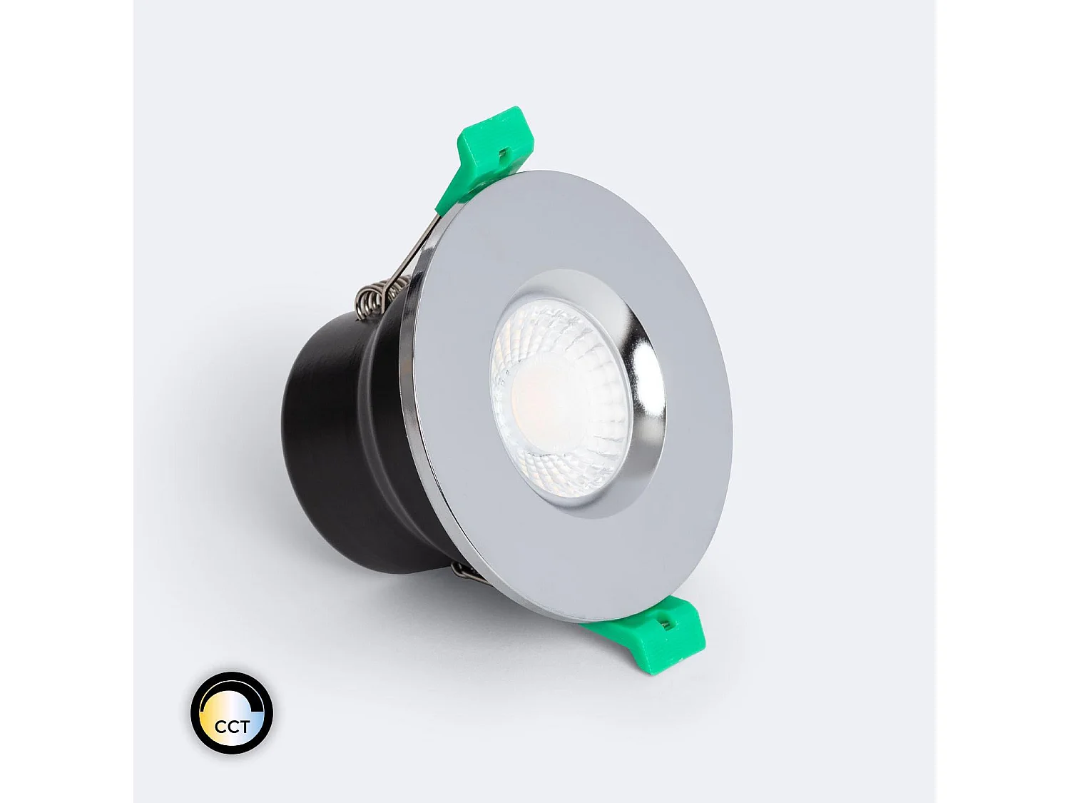 Spot Downlight Ignifuge LED 5-8W Rond Dimmable IP65 Coupe Ø 65 mm Solid Design Chromé Sélectionnable (chaud-neutre)