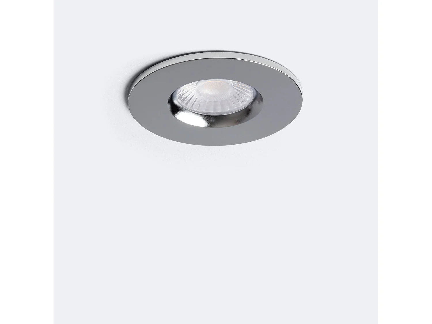 Spot Downlight Ignifuge LED 5-8W Rond Dimmable IP65 Coupe Ø 65 mm Solid Design Chromé Sélectionnable (chaud-neutre)