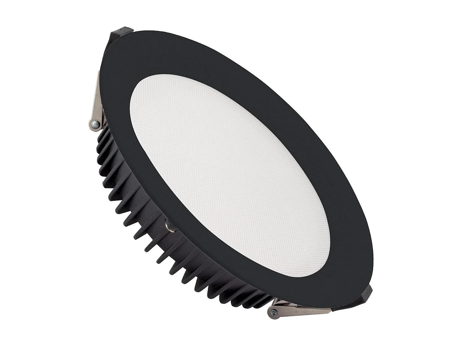 Downlight LED 30W Rond  Aero 130 lm/W Microprismatique  Coupe Ø 200 mm Noir 3000K Blanc chaud