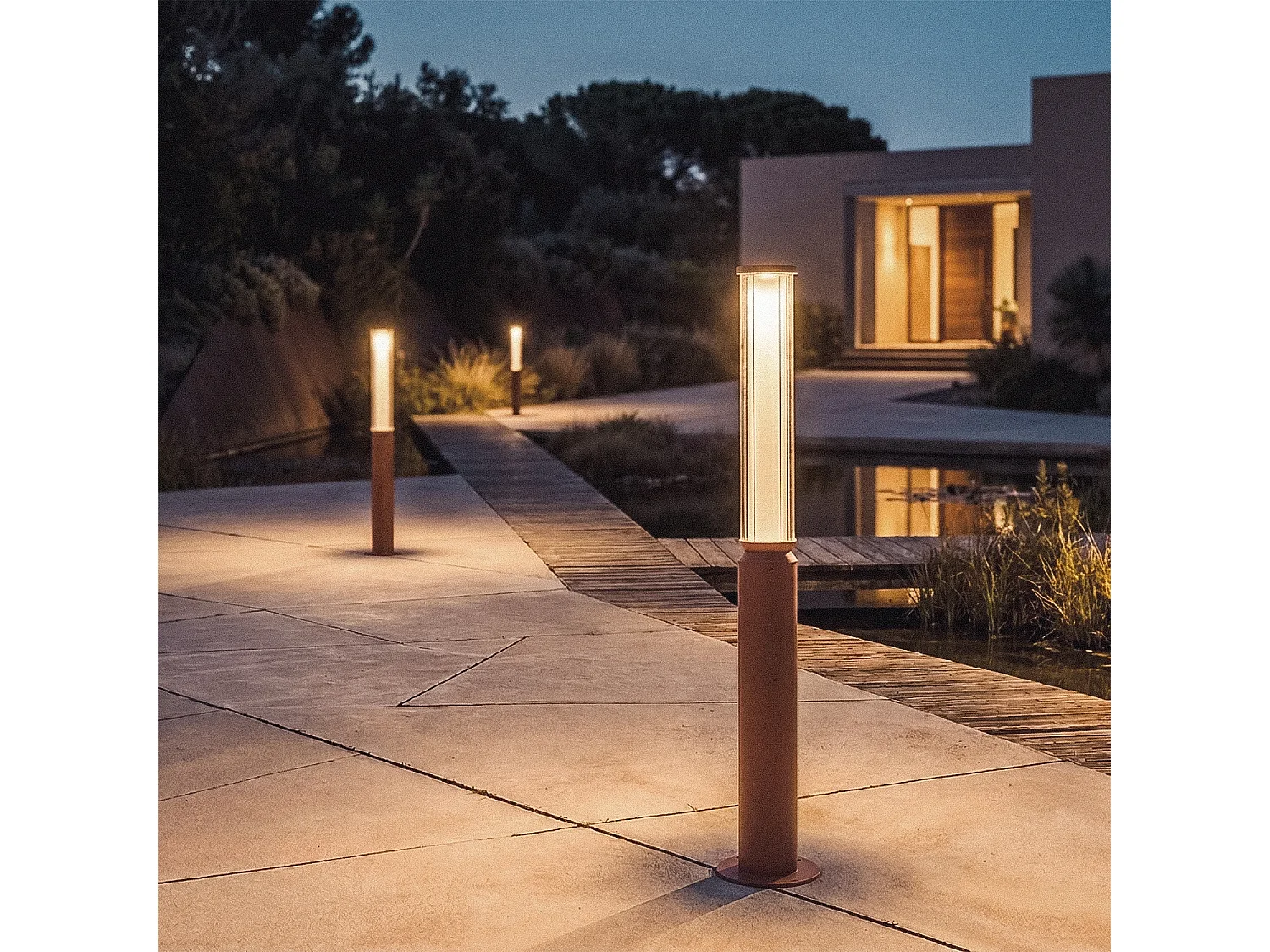 Lampioncino Per Esterni LED 12W da Superficie 80 cm Britget Terracotta