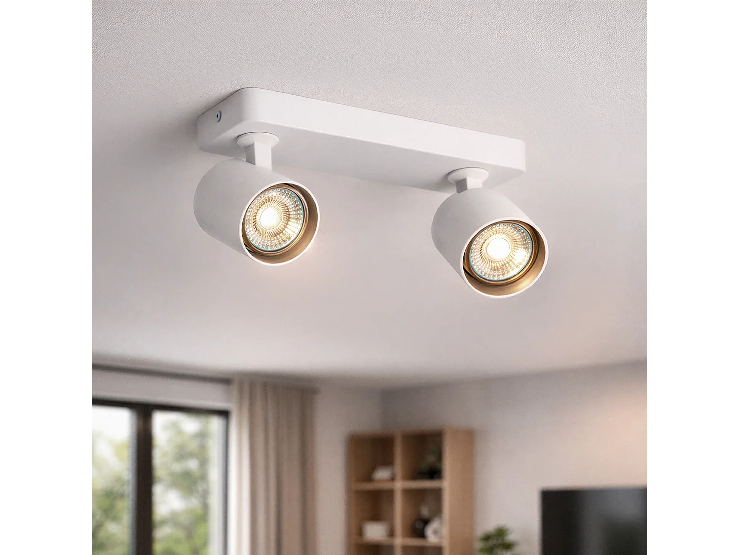 Plafonnier Orientable Aluminium 2 Spots Blanc Cora Blanc