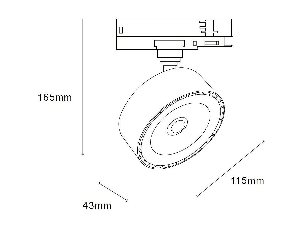 Spot LED sur Rail Triphasé 30W Onuba CCT Sélectionnable Blanc 3000K - 4000K - 6000K Sélectionnable (chaud-neutre-froid)