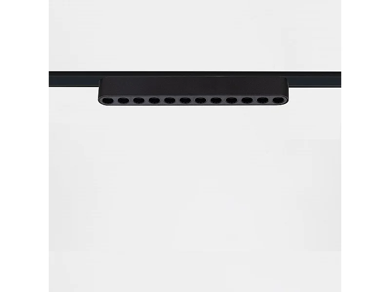 Spot Linéaire LED sur Rail Magnétique 25mm Extra-Plat 12W 48V Noir Grid 222mm 2700K Blanc chaud