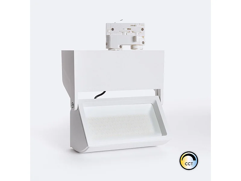 Spot LED sur Rail Triphasé 38W Piero CCT Sélectionnable (4000K - 5000K - 6000K) Sélectionnable