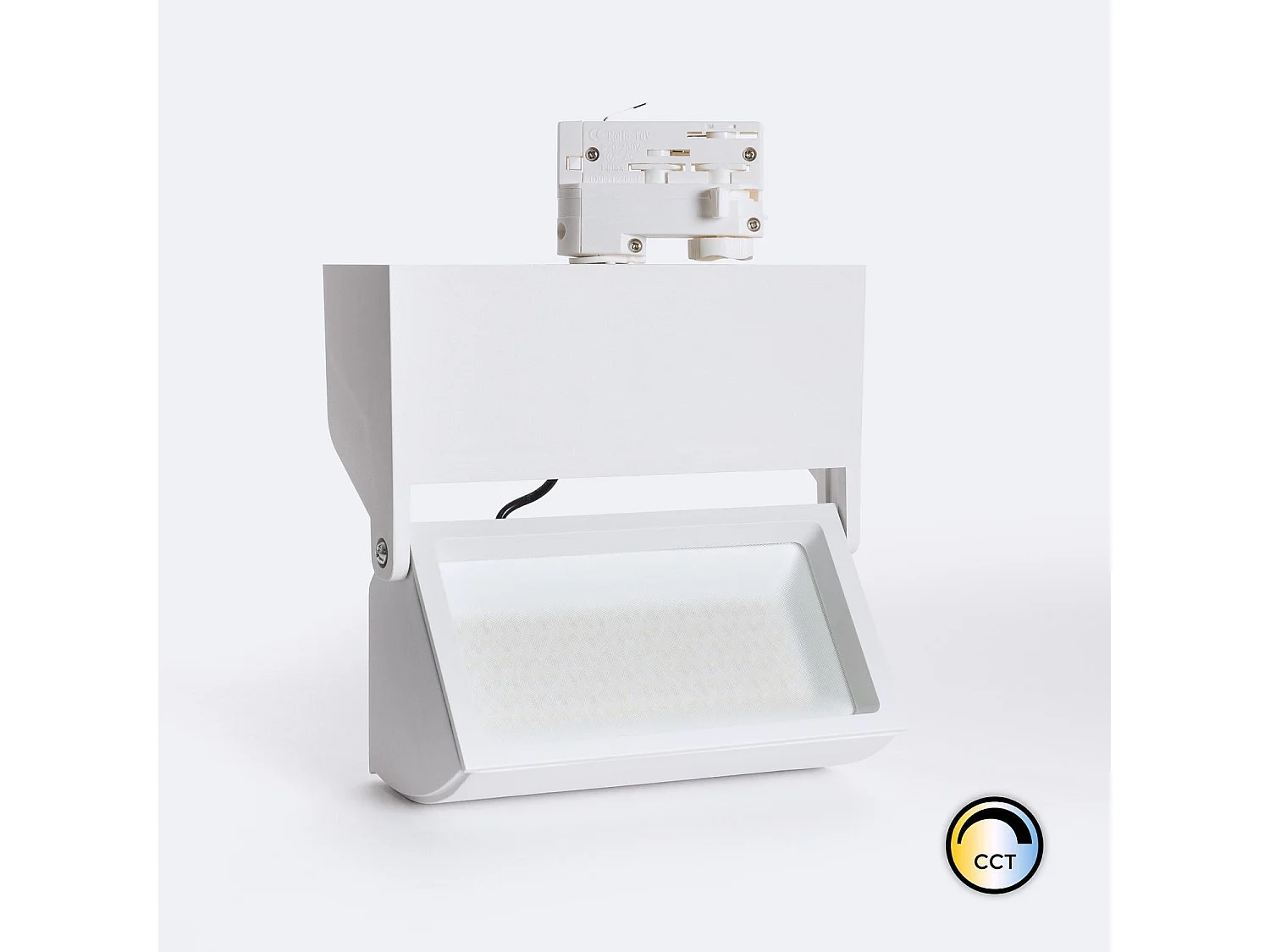 Spot LED sur Rail Triphasé 38W Piero CCT Sélectionnable (4000K - 5000K - 6000K) Sélectionnable