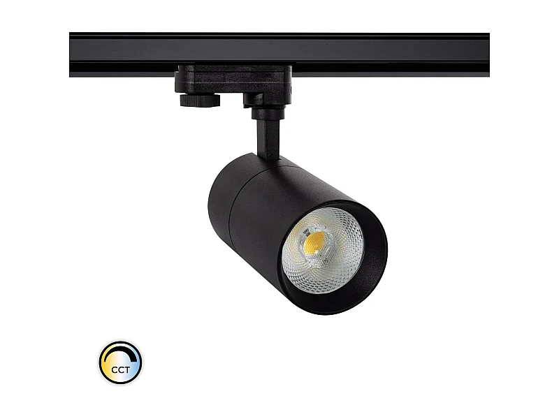 Spot LED sur Rail Triphasé 20W Onuba CCT Sélectionnable Noir Noir