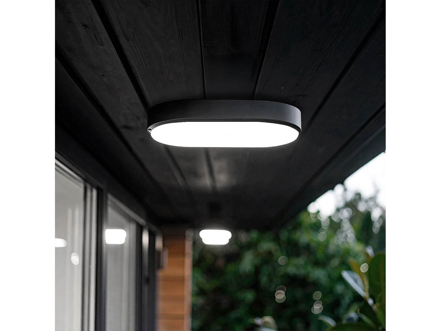 Plafoniera LED 15W Ovale per Esterni 85x173 mm IP65 Black 6500K Bianco Freddo