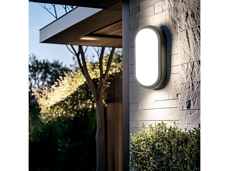 Plafón LED 15W Oval para Exterior 85x173 mm IP65 Black 6500K Blanco Frío